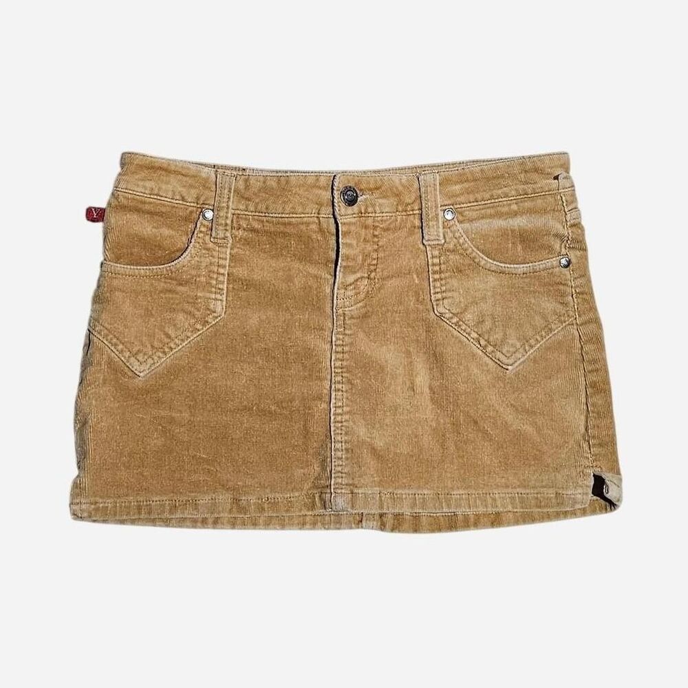 y2k mcbling gyaru tan corduroy mini skirt